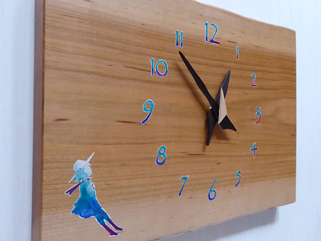 木工房 クレマクラフト 木の時計 イラスト彩色時計